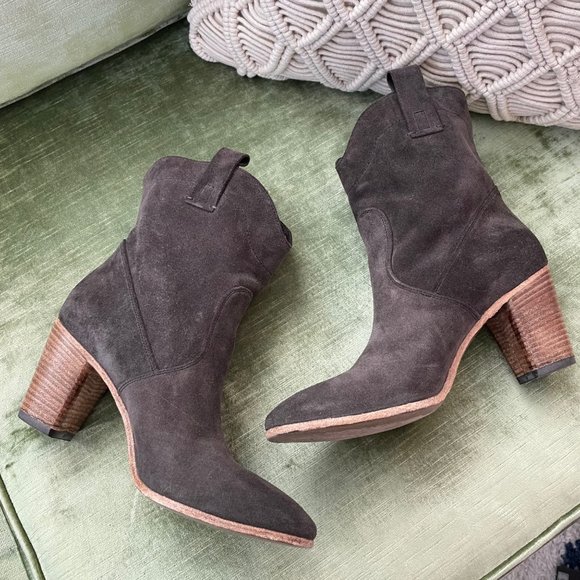 Alberto Fermani Chiara Ankle Boots in Anthracite Size 7.5 Sz 37.5 Stacked Heel - Picture 4 of 11